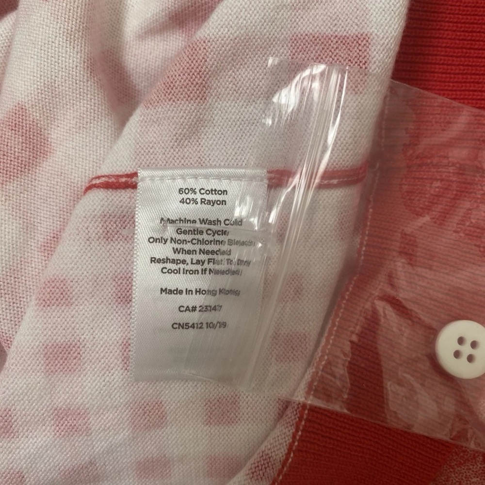 Talbots Red White Gingham Cardigan SweaterSize XL 3/4 Sleeve Cottagecore NWT - Picture 7 of 8